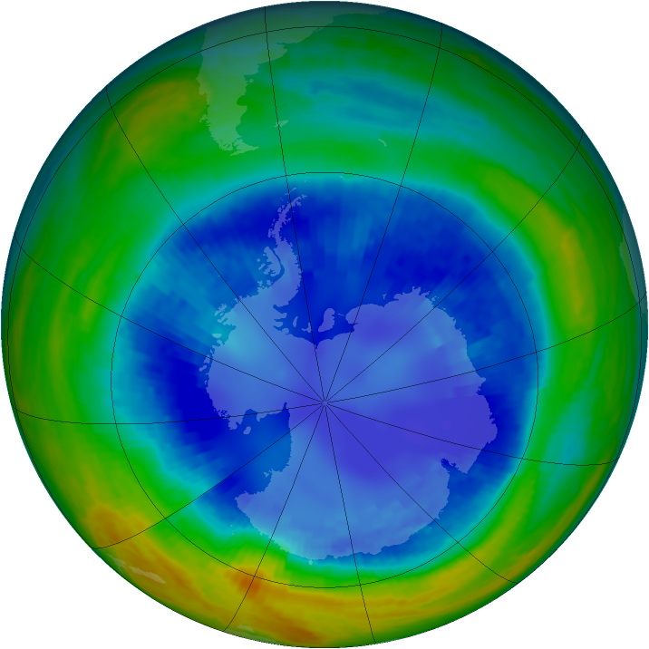 Antarctic ozone map for 25 August 2001